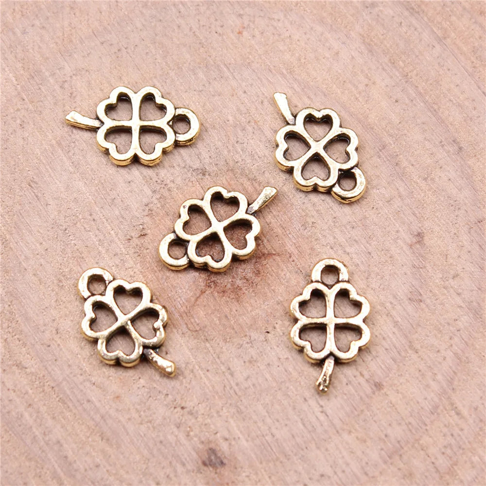 10x6mm 0.2g Multicolor Zinc Alloy Four Leaf Clover charm pendant for DIY bracelet necklace making
