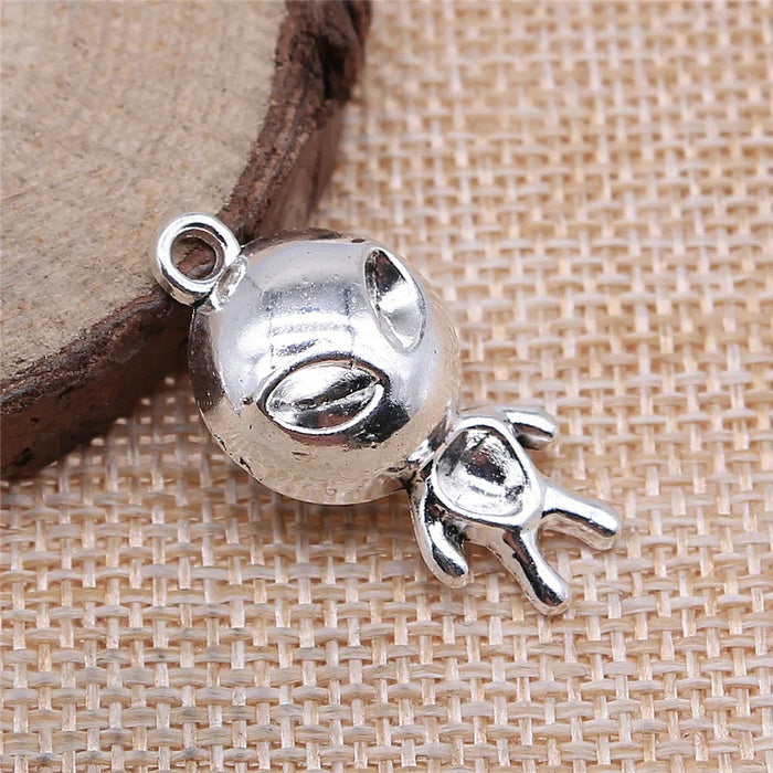 31x15mm 3.2g Antique Silver Zinc Alloy Alien Charm Pendant for DIY Necklace Bracelet Jewelry Making