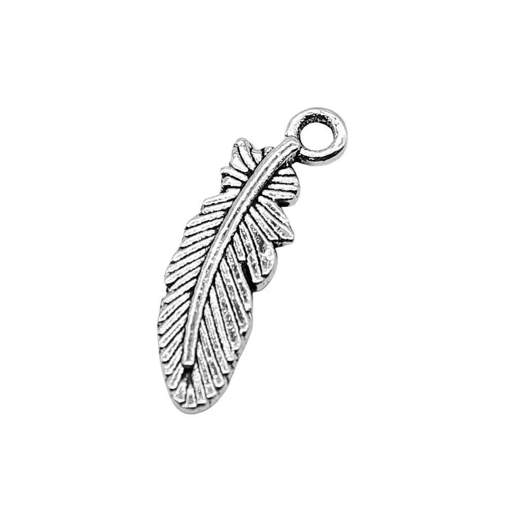 7x23mm 1g Multicolor Zinc Alloy Feather Charm Pendant for Necklace Bracelet Earring Making