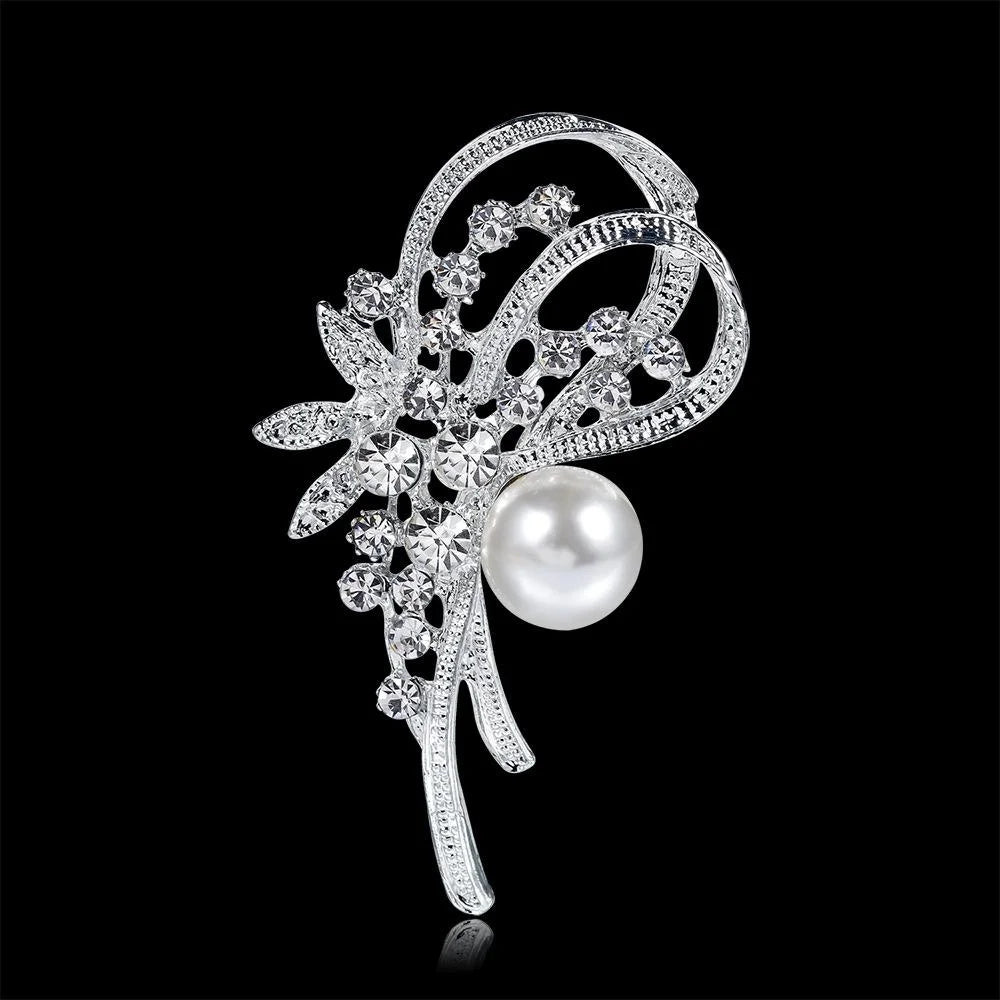 Elegant Rhinestone And Faux Pearl Daffodil Flower Brooch, Alloy Lapel Pin Corsage For Women's Suit Gift
