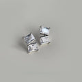 Minimalist Geometric Open Square Zircon Copper Stud Earrings, Premium Commuter Jewelry