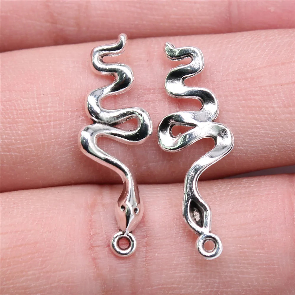 28x10mm 0.8g Antique silver zinc alloy Snake charm pendant for necklace bracelet DIY making