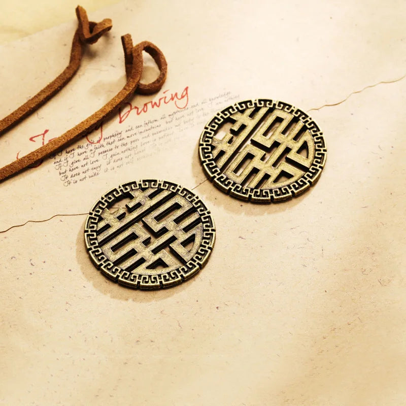 Zinc Alloy Double Happiness Charm Pendant for DIY Necklace Bracelet Jewelry Making