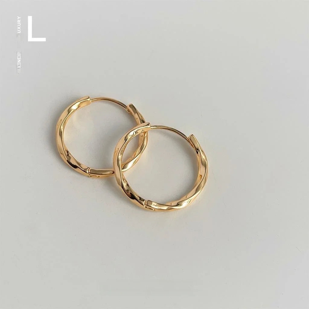Premium Copper Twisted Hoop Drop Earrings Minimalist Geometric Metal Commuter Jewelry