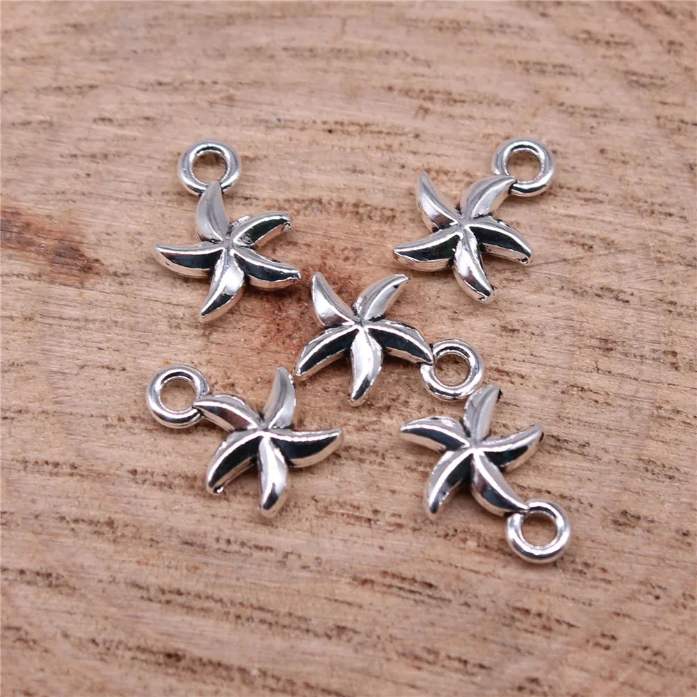 12x7mm 0.5g Multicolor Zinc Alloy Starfish charm pendant for earrings bracelet DIY jewelry making
