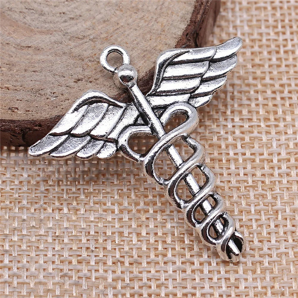 40x40mm 4.1g Multicolor Zinc Alloy Walking Cane Medical Symbol Charm Pendant for DIY Healthcare Jewelry Making
