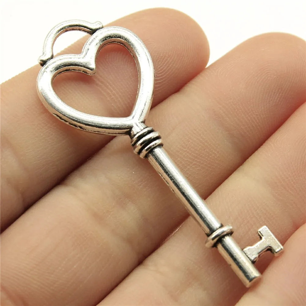 53x20mm 5.1g Antique Silver Zinc Alloy Vintage Key Charm Pendant for DIY Necklace Bracelet Jewelry Making