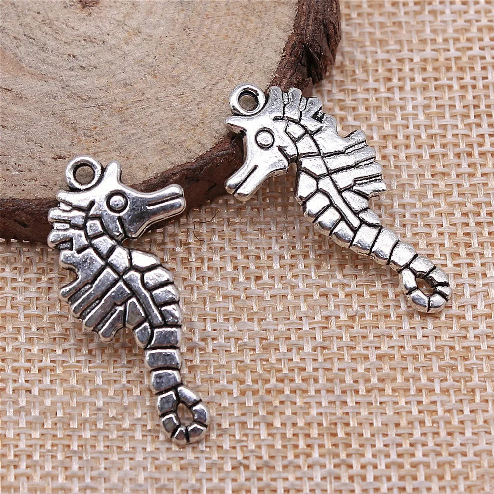 31x16mm 3g Multicolor Zinc Alloy Seahorse Charm Pendant for DIY Ocean Theme Jewelry Making