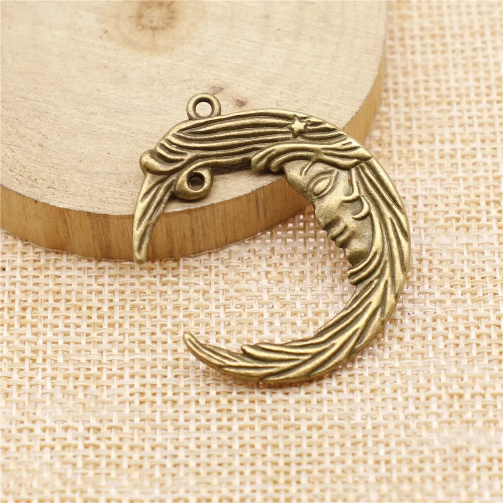 38x32mm 6.5g Zinc Alloy Moon Connector Charm Pendant for Necklace Bracelet Earring DIY Jewelry