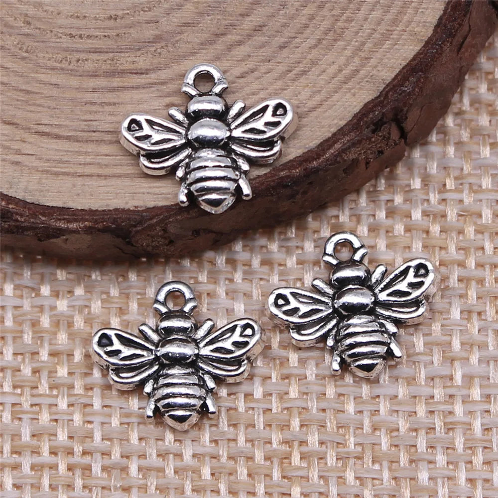 11x14mm 0.75g Multicolor Zinc Alloy Bee Charm Pendant for Bracelet Necklace DIY Jewelry Making