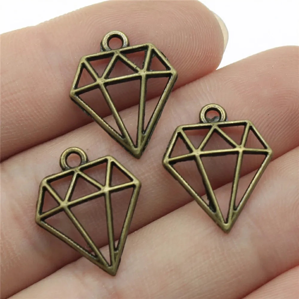 20x16mm 0.6g Crystal Multicolor Hollow Diamond Shape Charm Pendant for DIY Bracelet Necklace Making