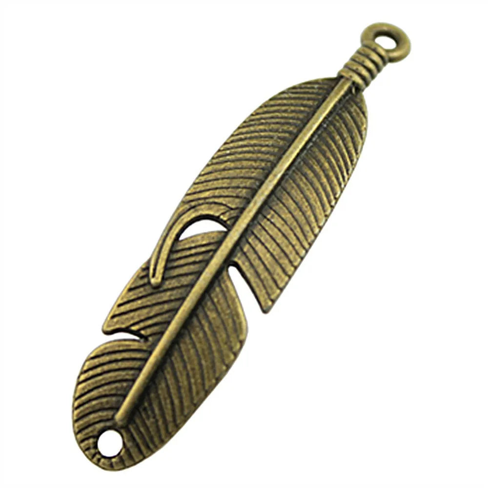 45x11mm 3g Multicolor Zinc Alloy Feather Connector Charm for DIY Bracelet Necklace Making