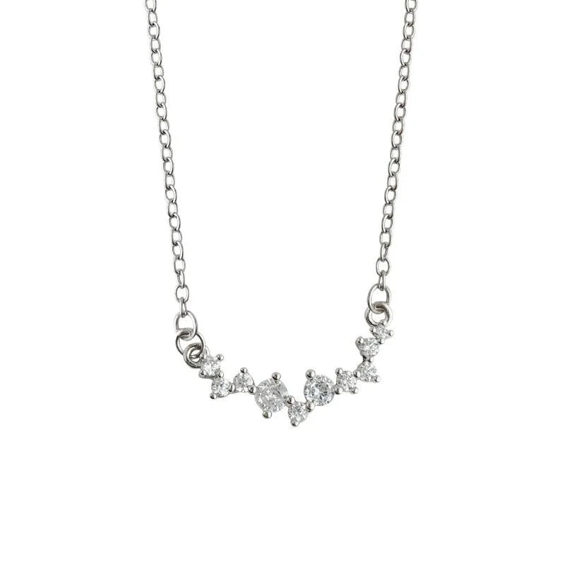 Copper Zircon Micro Pave Geometric Line Clavicle Necklace For Women Minimalist Trendy Jewelry