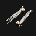 Elegant Luxury Spiral Pink Pearl Long Chain Tassel Alloy Stud & Clip On No Piercing Drop Earrings