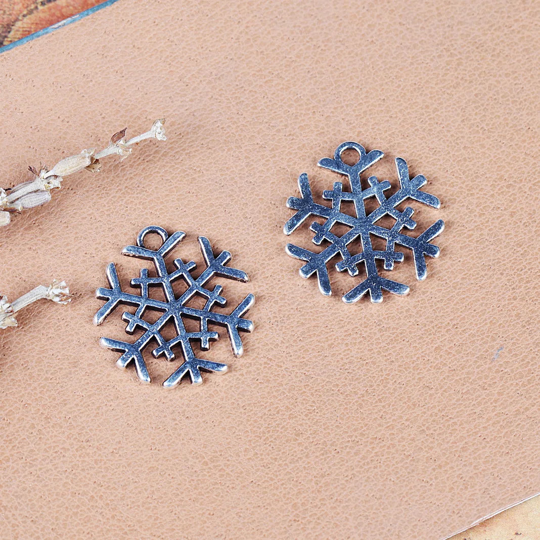 20MM Antique Silver Zinc Alloy Snowflake Charm Pendant for DIY Necklace Bracelet Jewelry Making
