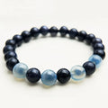 Blue Sandstone Agate Crystal Beaded Bracelet Retro New Chinese Geometric Womens Jewelry