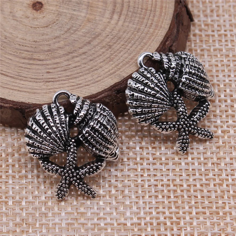 23x20mm 2.2g Zinc Alloy Shell Starfish Conch Charm Pendant for DIY Ocean Jewelry Making
