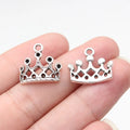 17x15mm 1.15g Antique Silver Zinc Alloy Crown Charm Pendant for DIY Vintage Jewelry Making