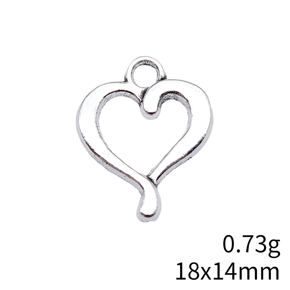 18x14mm 0.73g Multicolor Zinc Alloy Heart Charm Pendant for DIY Bracelet Necklace Making
