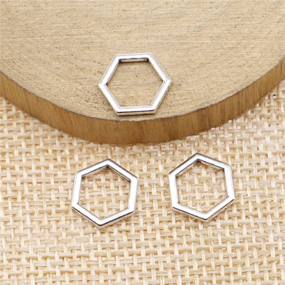 10x10mm 0.4g Multicolor Zinc Alloy Hexagon Honeycomb Charm Pendant for DIY Jewelry Making