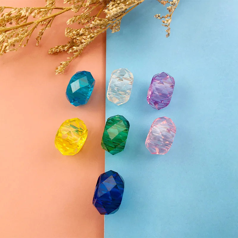 Transparent Faceted Acrylic Large Hole Loose Beads for DIY Bracelet Necklace Jewelry Making