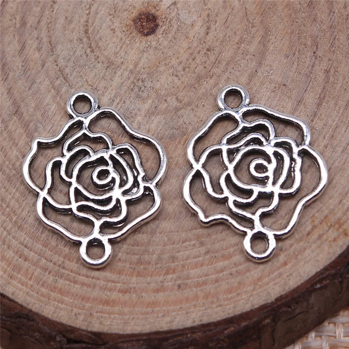 17x14mm 0.6g Multicolor Zinc Alloy Hollow Flower connector charm for DIY bracelet necklace making