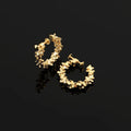 Luxury Rippled Gold Alloy Hoop Stud & Clip On No Piercing Commuter Minimal Metal Circle Earrings