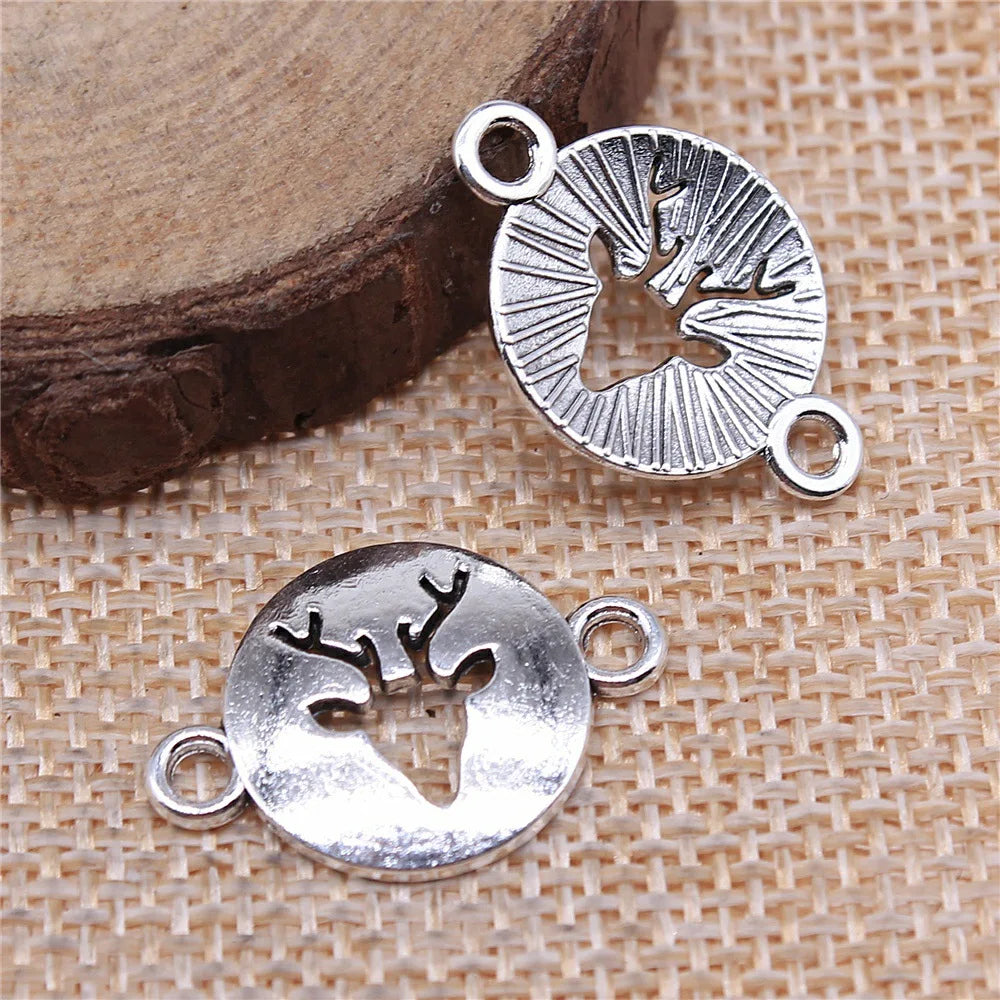 23x16mm 1.4g Antique Silver Zinc Alloy Deer Head Connector Charm for DIY Necklace Bracelet Jewelry Making