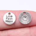 12x12mm 1.1g Antique Silver Zinc Alloy Love Faith Hope Letter Charm Pendant for DIY Bracelet Necklace Making