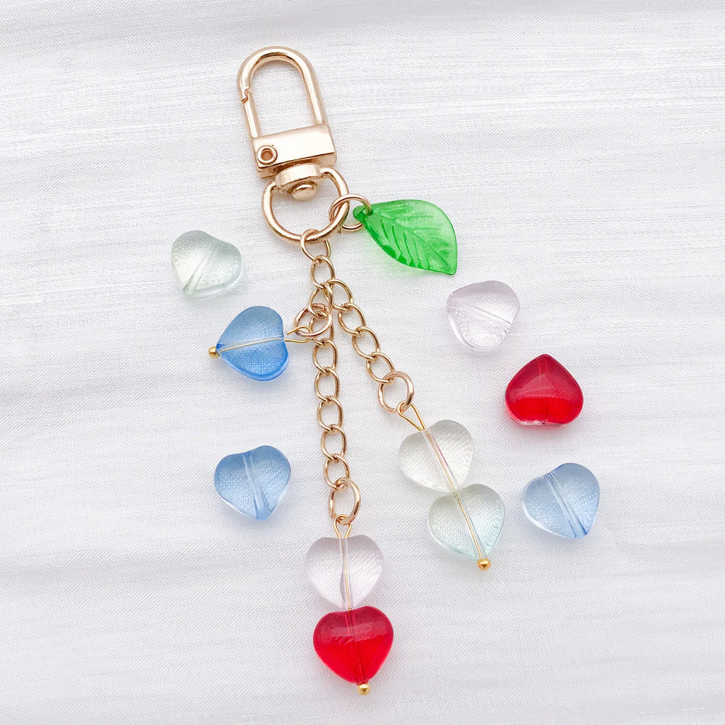 Colorful Glass Small Heart Loose Beads for DIY Phone Strap Bracelet Keychain Jewelry