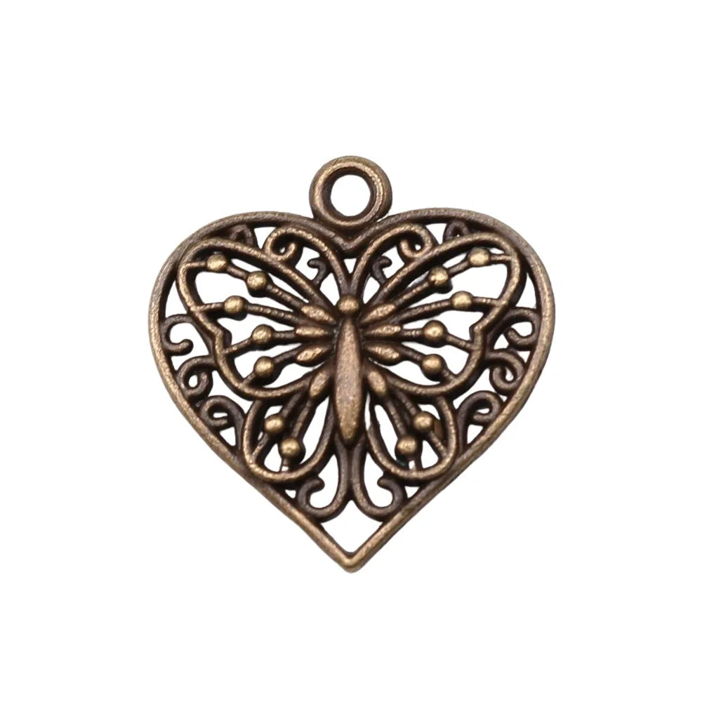 22x22mm 1.8g Multicolor Zinc Alloy Heart Butterfly Charm Pendant for DIY Necklace Bracelet Making