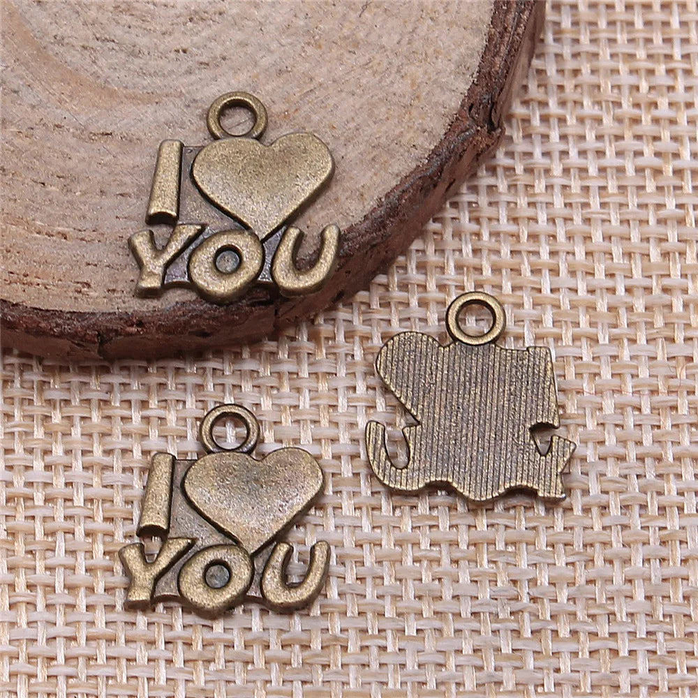 15x15mm 1.3g Multicolor Zinc Alloy I Love You Letter Charm Pendant for DIY Bracelet Necklace Making