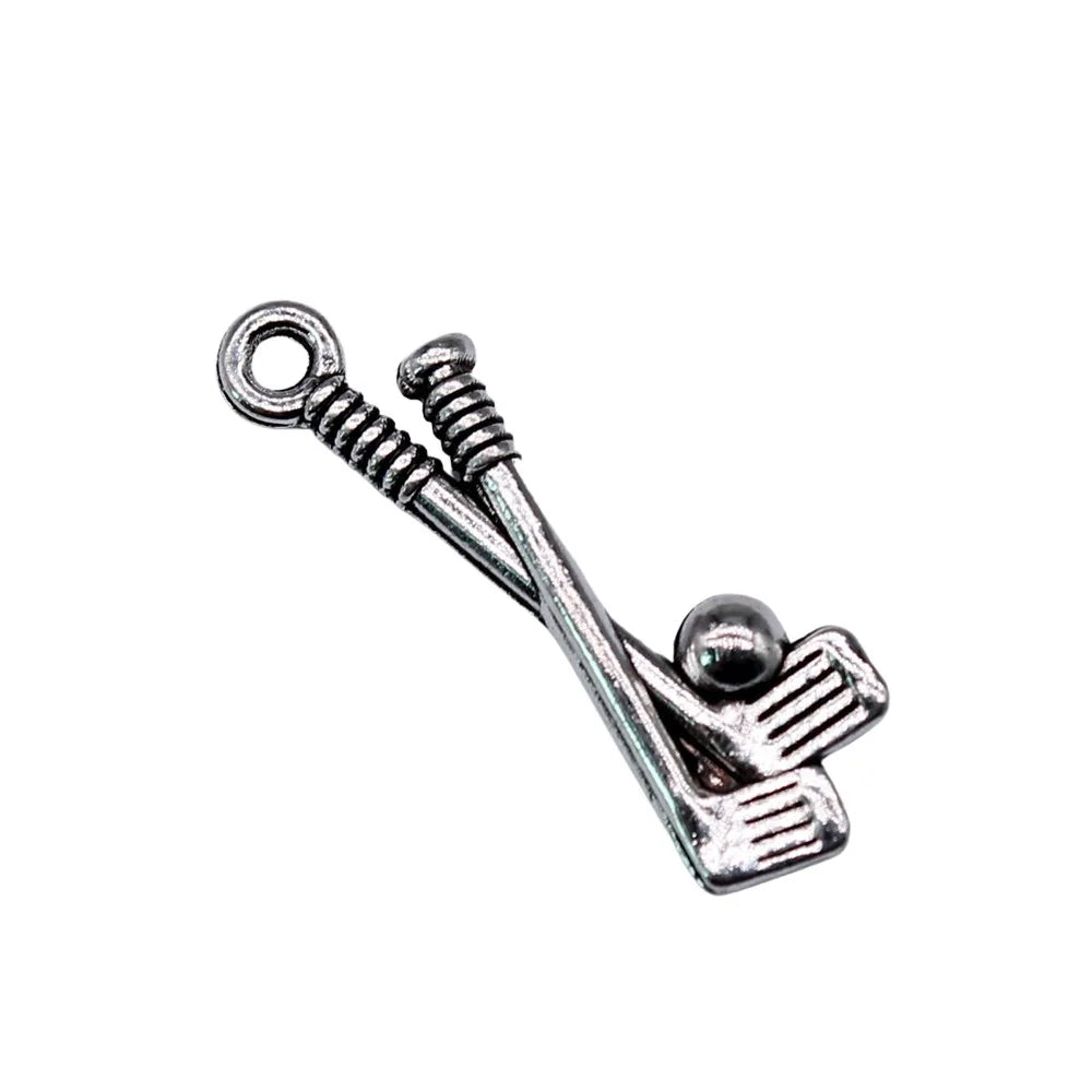 23x8mm 0.7g Antique Silver Zinc Alloy Golf Ball Charm Pendant for DIY Sports Jewelry Making
