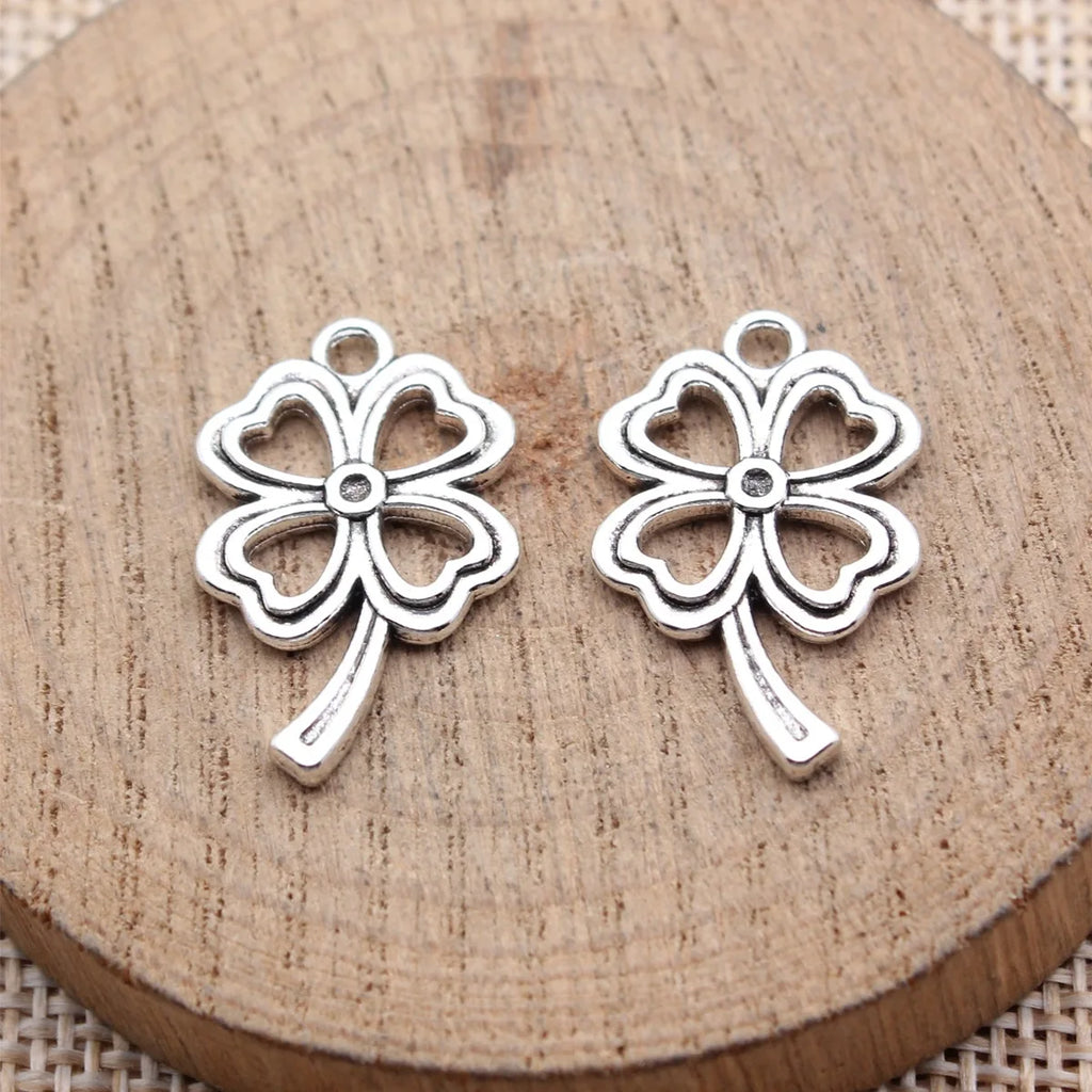 24x16mm 1.45g Multicolor Zinc Alloy Hollow Four Leaf Clover charm pendant for DIY clothing and jewelry