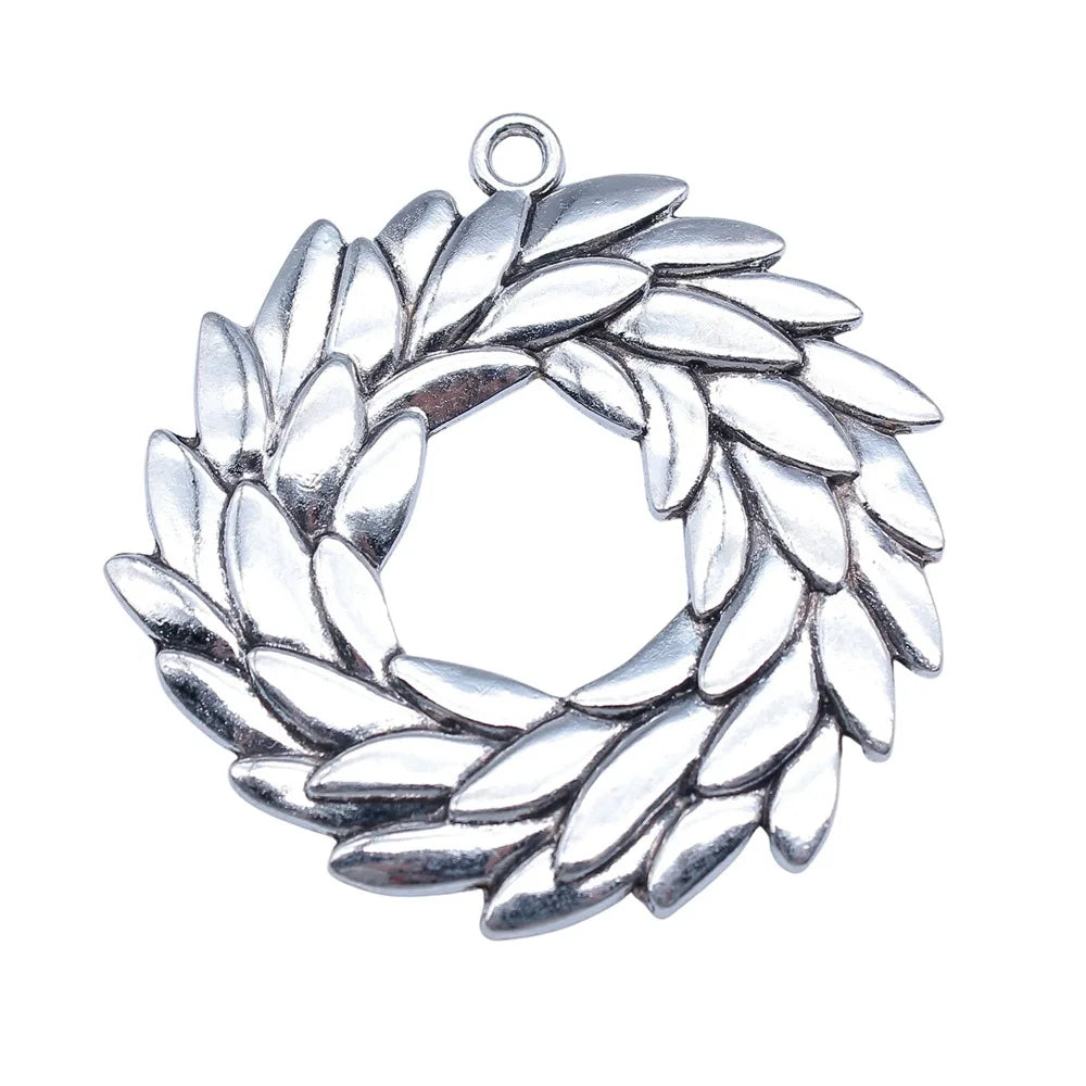 49x51mm 13.5g Antique Silver Zinc Alloy Round Olive Branch Charm Pendant for Necklace Jewelry Making