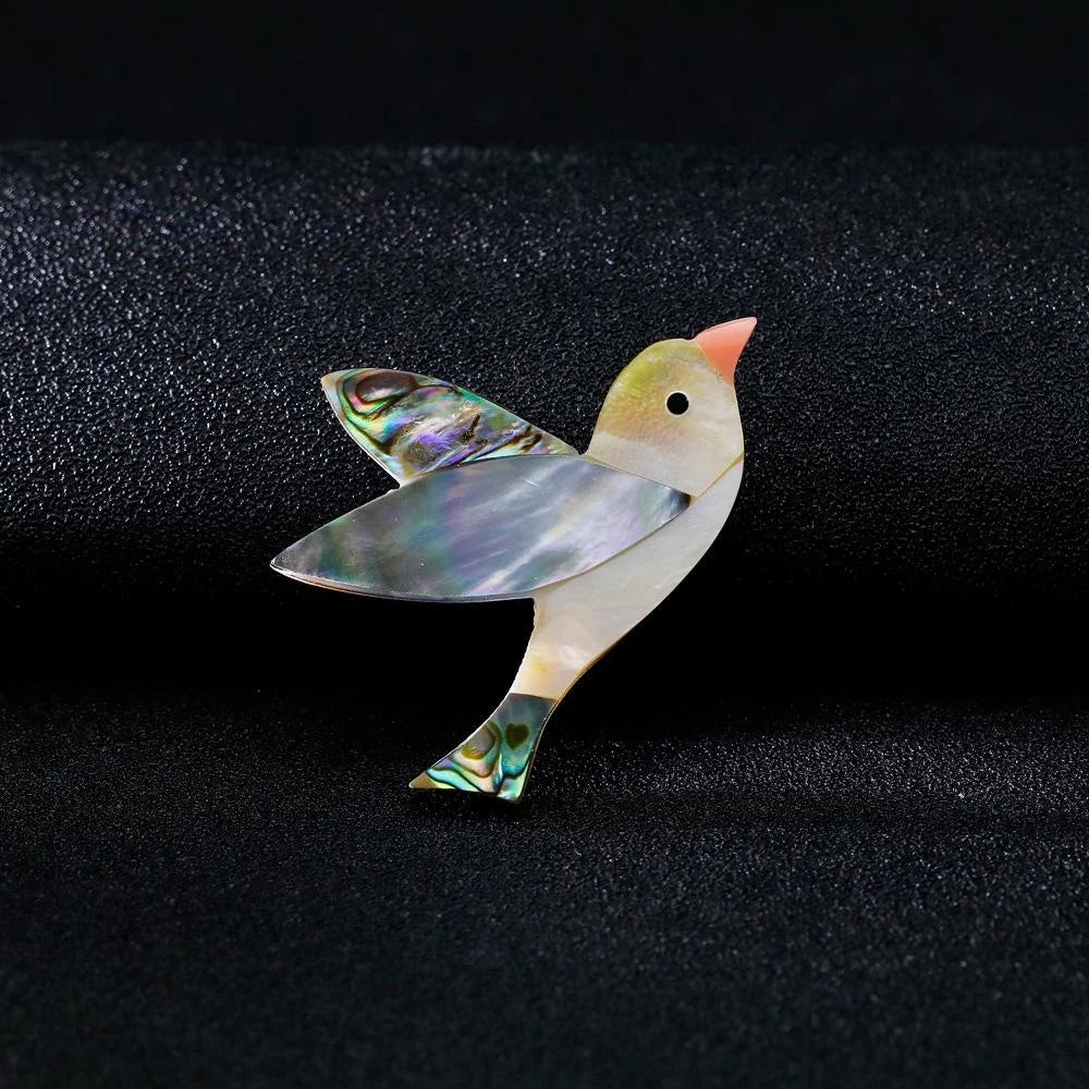 Elegant Abalone Shell Mother Of Pearl Bird Brooch, Cute Animal Lapel Pin Corsage Suit Accessory Gift