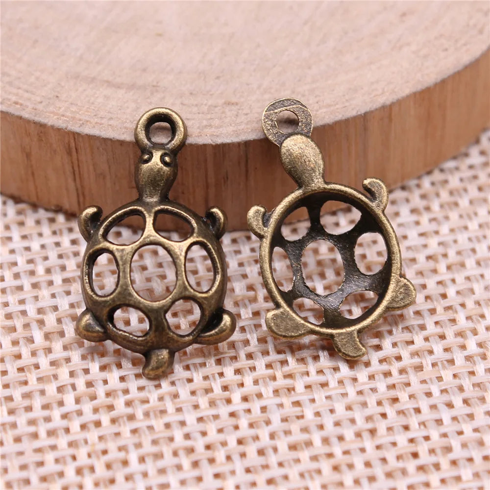 22x12mm 0.9g Multicolor Zinc Alloy Hollow Turtle Charm Pendant for DIY Necklace Bracelet Making