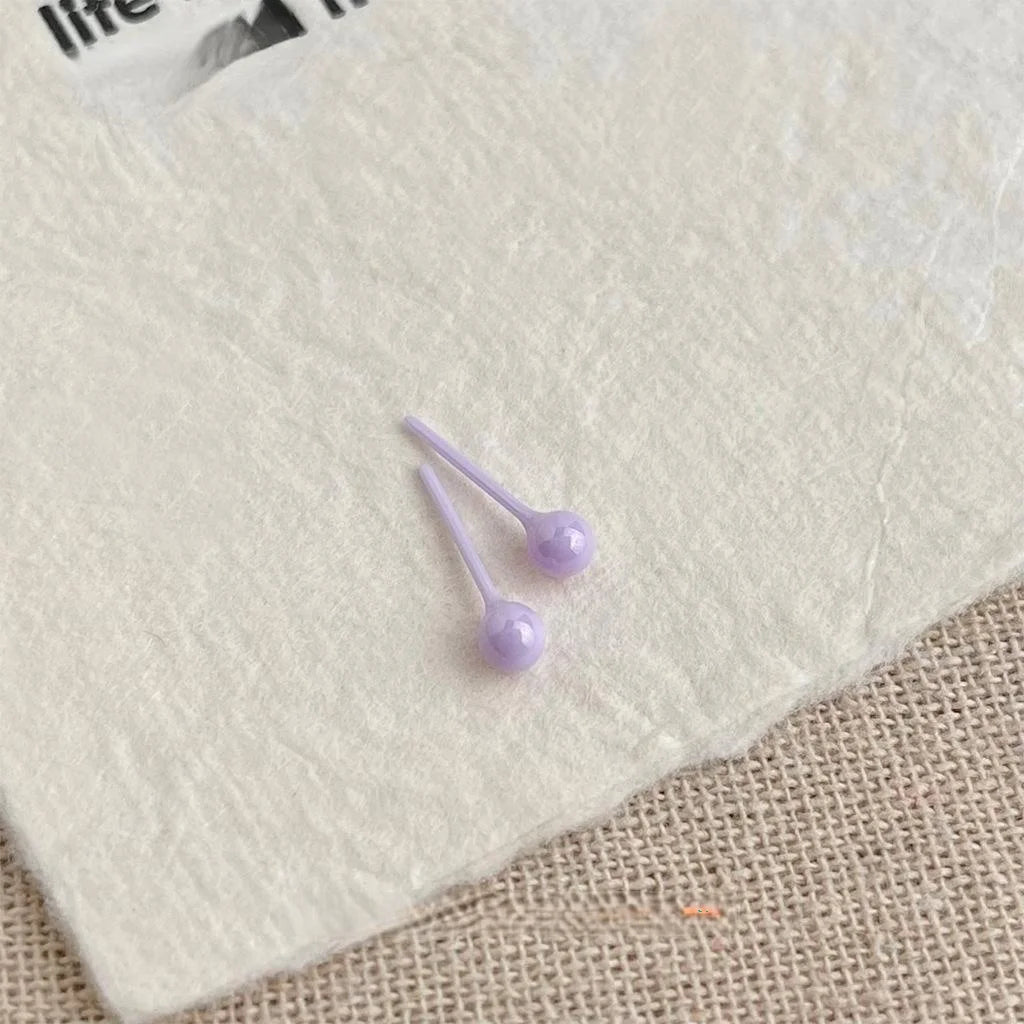 Bio Ceramic Round Bean Stud Earrings For Women, Minimalist Small Hypoallergenic Ear Jewelry