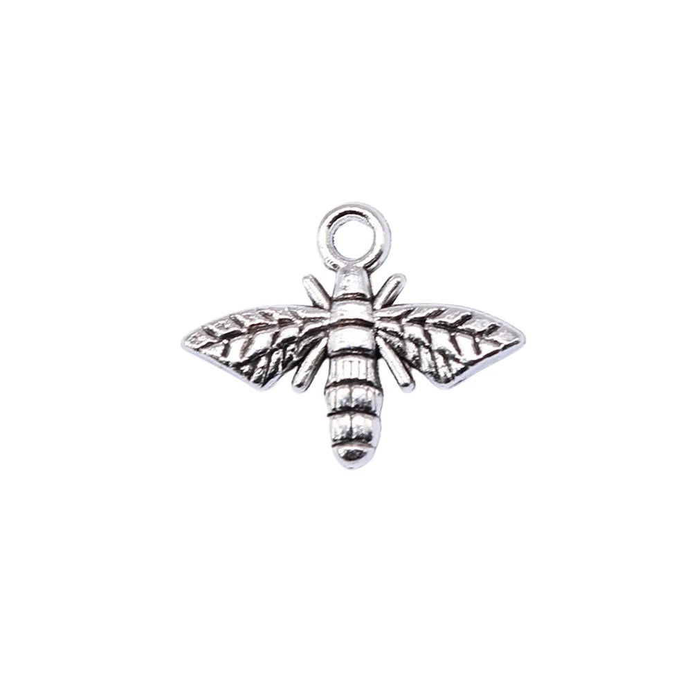 14x18mm 0.8g Multicolor Zinc Alloy Bee Charm Pendant for Flying Animal Theme DIY Jewelry Making