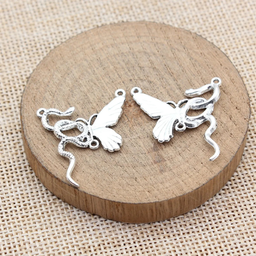 27x26mm 2g Multicolor Zinc Alloy Spirit Snake Butterfly Connector Charm for DIY Bracelet Jewelry Making