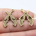 31x23mm 2.7g Multicolor Zinc Alloy Double Pistol Charm Pendant for DIY Necklace Bracelet Jewelry Making