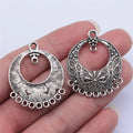 36x29mm 4.4g Antique Silver Zinc Alloy Round Earring Connector Charms for DIY Vintage Jewelry Making
