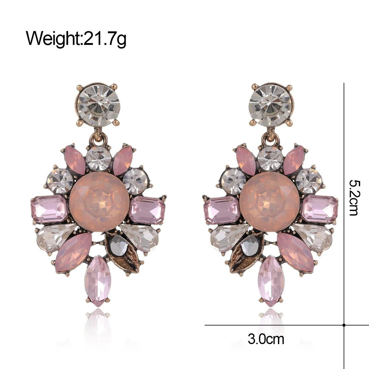 Luxury Vintage Crystal Rhinestone Flower Drop Earrings For Women Elegant Statement Wedding Party Gift