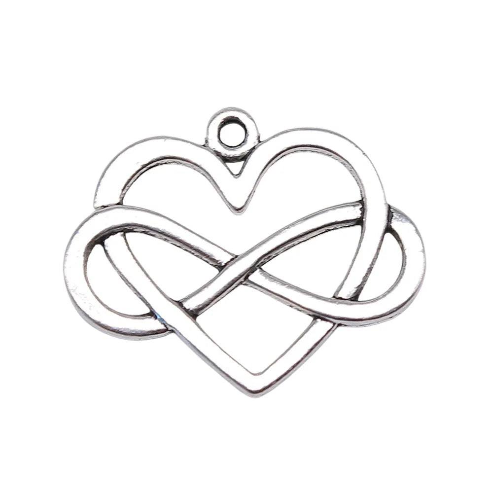 27x22mm 2.5g Antique Zinc Alloy Heart Infinity Symbol Charm Pendant for DIY Bracelet Necklace Making