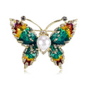 Elegant Gradient Enamel Butterfly Brooch With Rhinestones And Pearl, Women's Lapel Pin Suit Accessory Gift