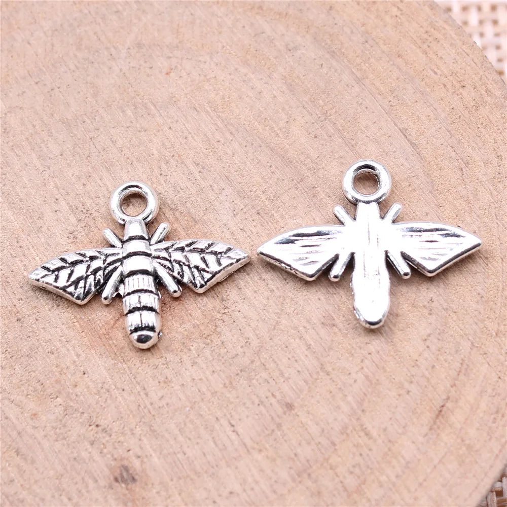 14x18mm 0.8g Multicolor Zinc Alloy Bee Charm Pendant for Flying Animal Theme DIY Jewelry Making