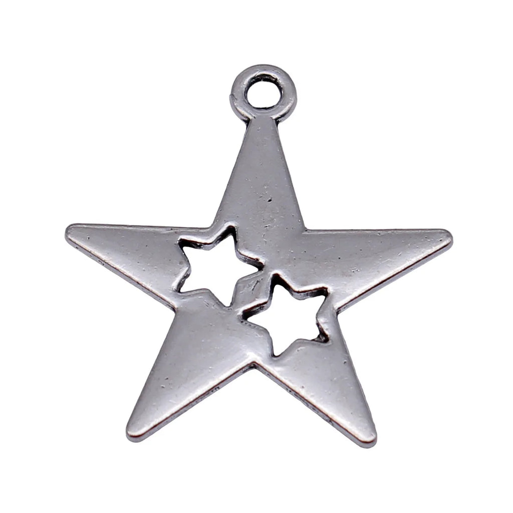 23x20mm 1.2g Multicolor Zinc Alloy Five-Point Star Charm Pendant for DIY Bracelet Necklace Making