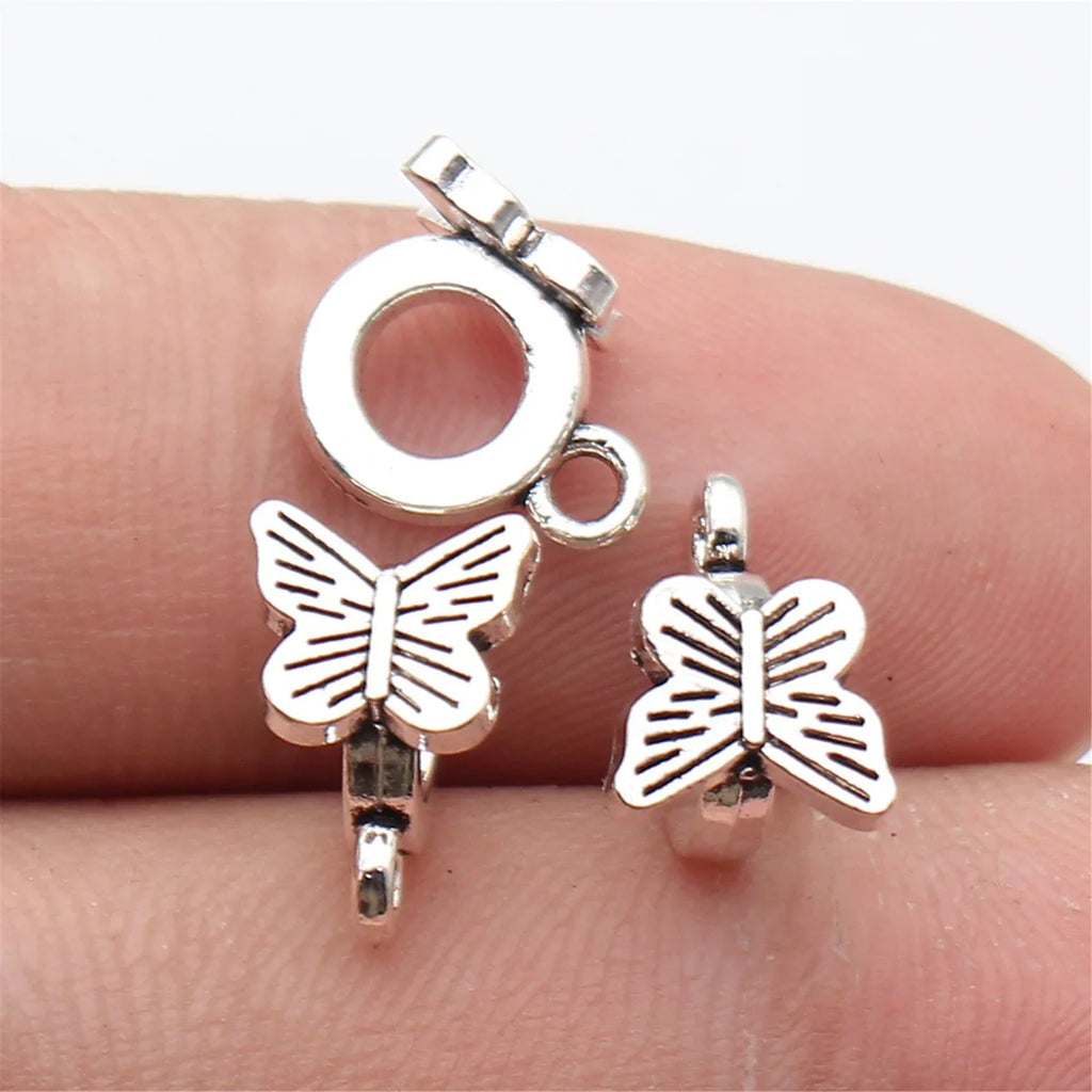 11x9.3x8.5mm 0.93g Antique Silver Zinc Alloy Butterfly Pendant Bail Jewelry Findings for DIY Charm Making