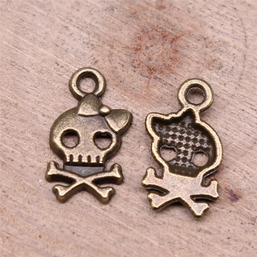 16x9mm 0.6g Multi Color Zinc Alloy Bow Skull Butterfly Charm Pendant for DIY Bracelet Necklace Jewelry Making