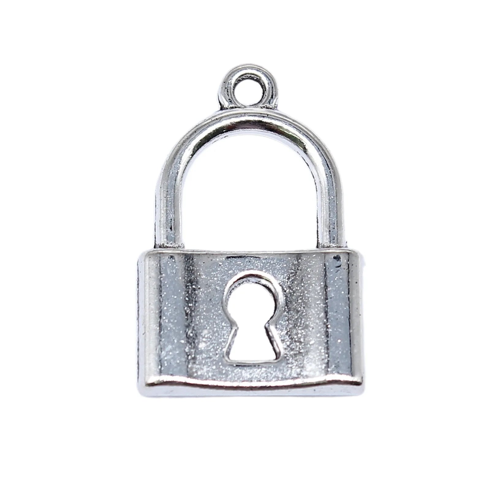 24x15mm 3g Antique Silver Zinc Alloy Hollow Lock Charm Pendant for DIY Bracelet Necklace Making
